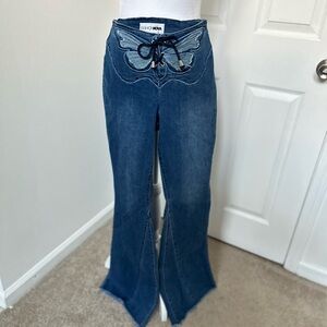 Fashionnova butterfly lace up jeans